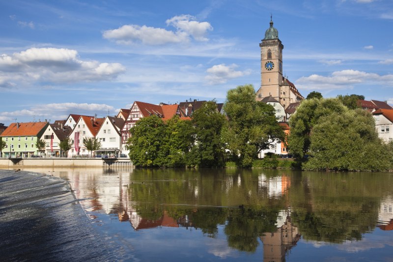 Neckar und die Stadt Nürtingen